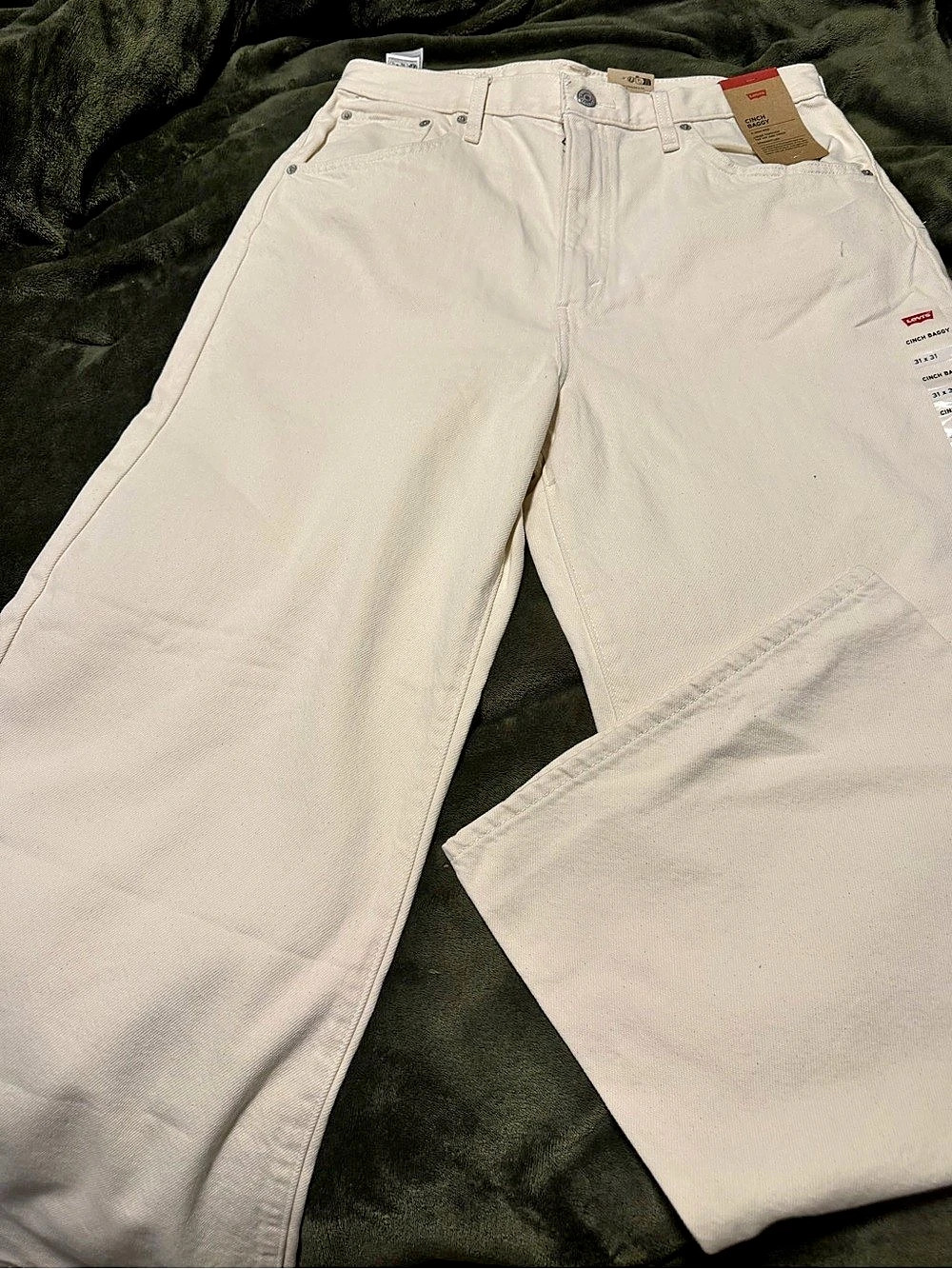 Levi's Cinch Baggy Jeans White Straight Leg Waist 31
